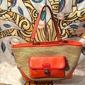 Coach Straw Pocket Tote (Style #22904)